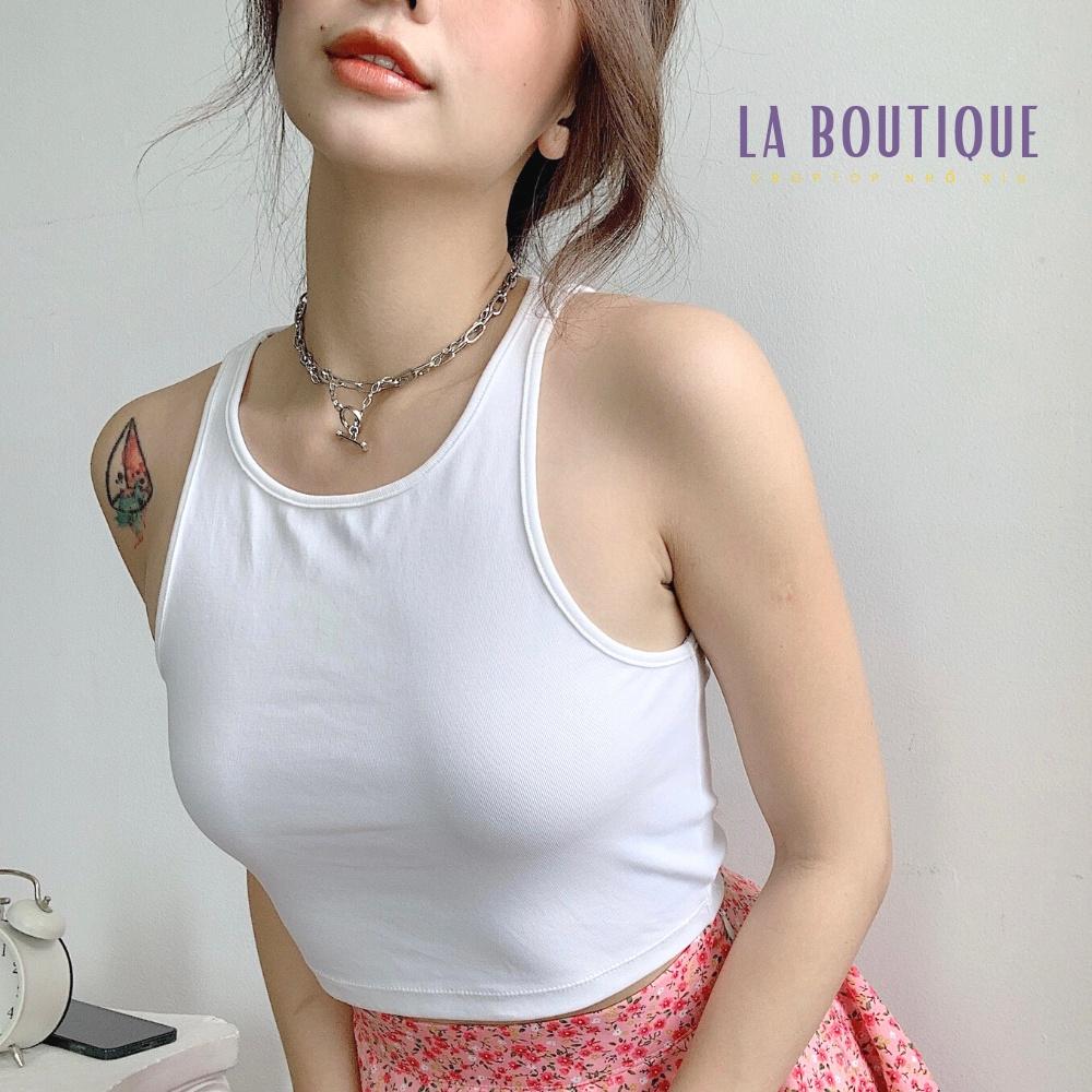 Áo croptop 3 lỗ nữ sát nách ôm body thun borip 4 chiều mới La Boutique