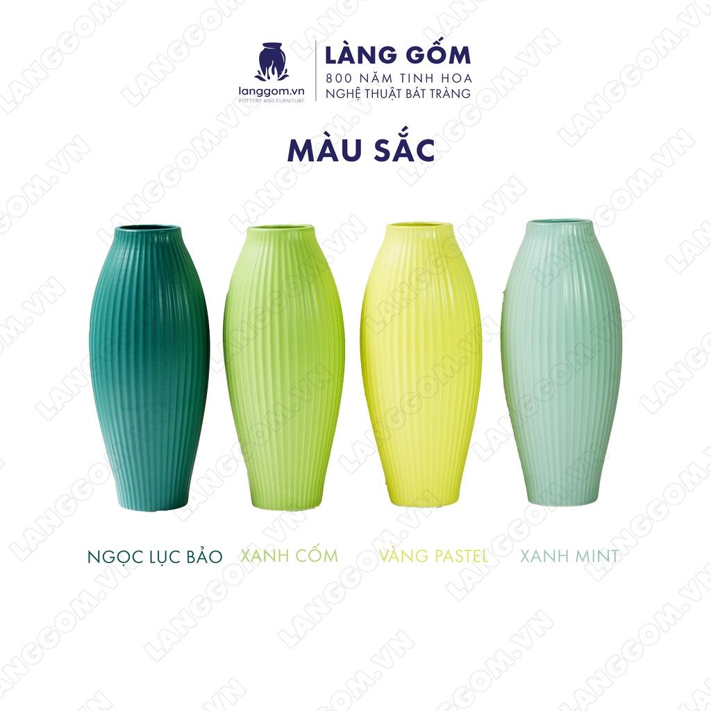 Bình hoa trang trí, Lọ hoa men mát quả bom khía - Gốm sứ Bát Tràng - langgom.vn