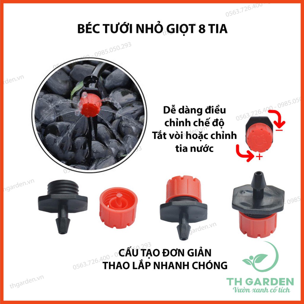 Bộ 30 béc tưới cây 8 tia nhỏ giọt kèm 25m dây và đầy đủ phụ kiện 206848