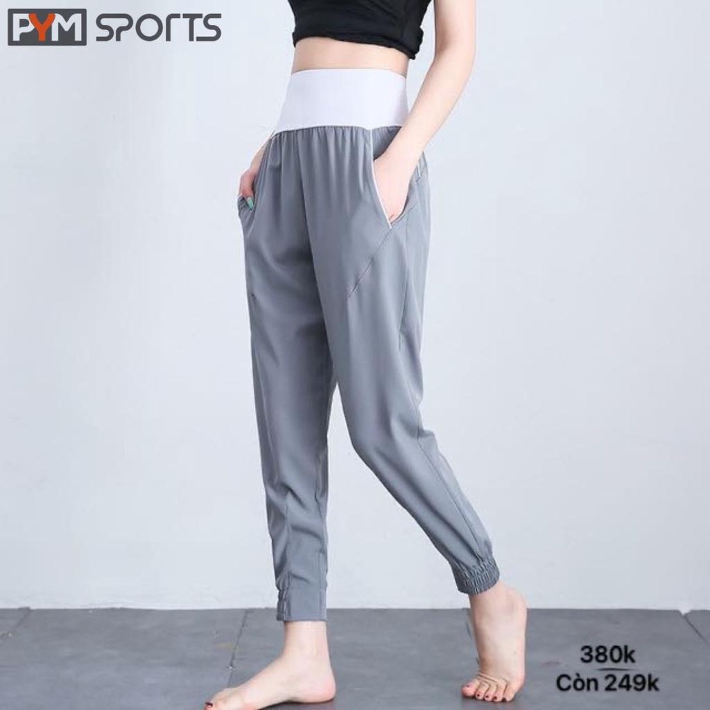 Quần Jogger gió PYMSPORT - PYMJ007 Tập Gym Yoga Zumba Thoáng Mát, Dáng Rộng, 3 màu hồng, đen, ghi