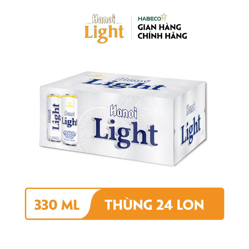 Combo 2 Thùng Bia Hanoi Light - Thùng 24 lon 330ml