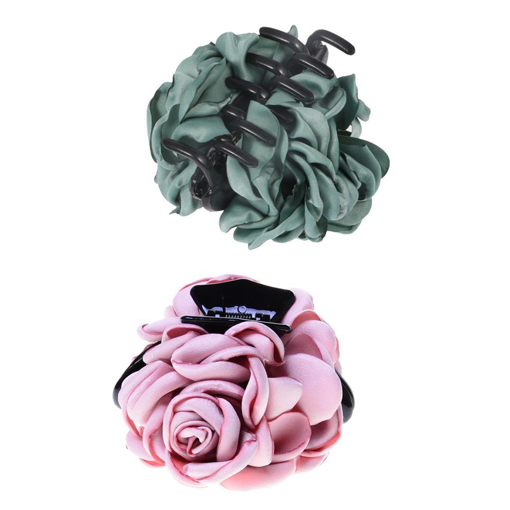 2pcs Fashion Ladies Rose Flower Hair Clamp Plastic Claw Clip Hair Accessory