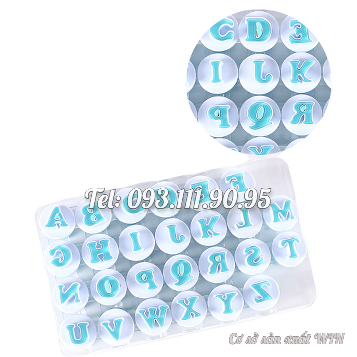 Khuôn Cookie, cutter, fondant, khuôn nhận lò xo 26 chữ cái in hoa, chữ thường, 10 số – Mã số 1909