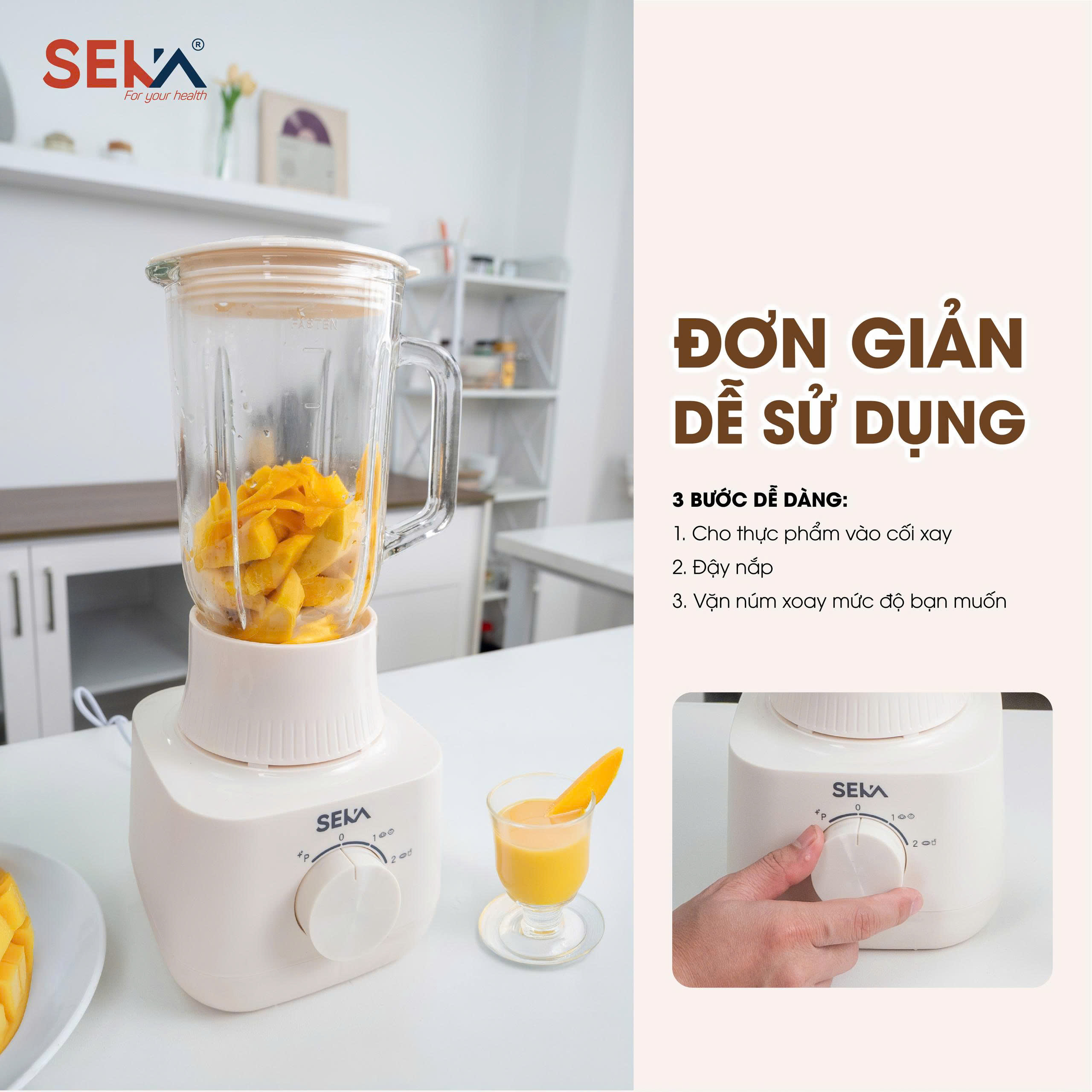 (NEW) Máy Xay Sinh Tố 3in1 SEKA SKX5 Động Cơ Lõi Đồng, 500W, 3 Cối Xay Sinh Tố, Xay Thịt, Xay Hạt - Hàng Chính Hãng