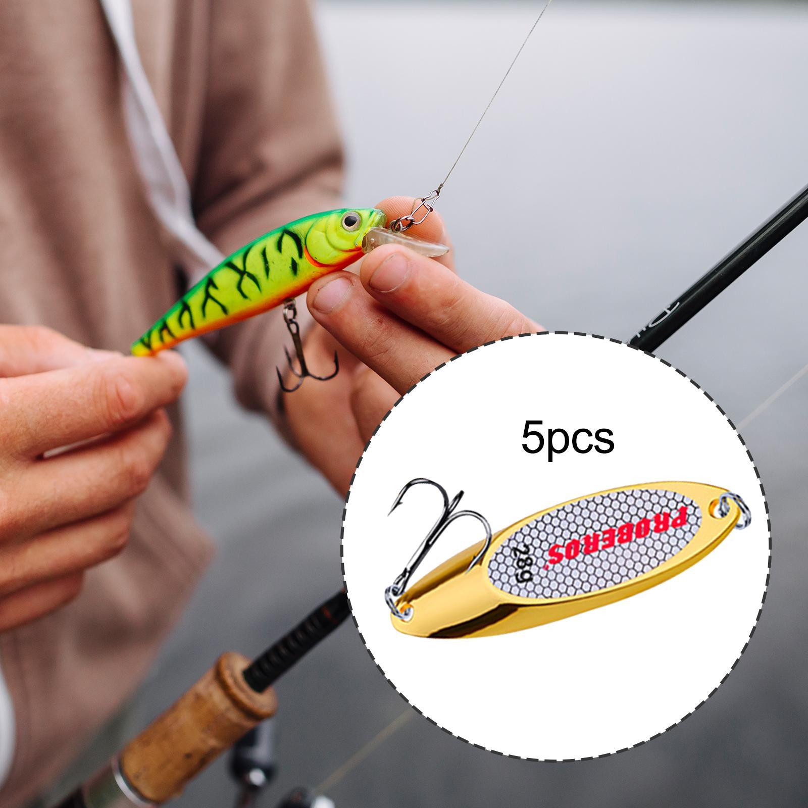 5 Pieces Fishing Spoons Lures Jigging Baits Hard with  Hooks Metal Casting Spoons Bass Baits and Lures for Trout Pike Fishing Equipment