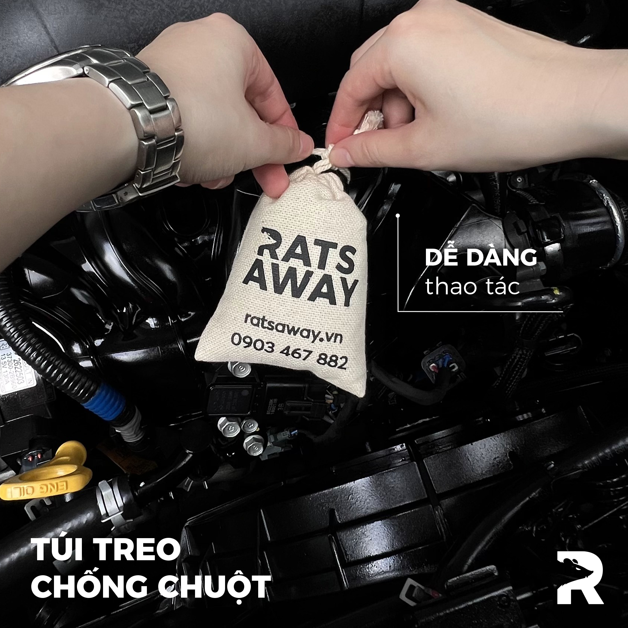 Combo đuổi chuột: Chai xịt + Túi treo RATS AWAY