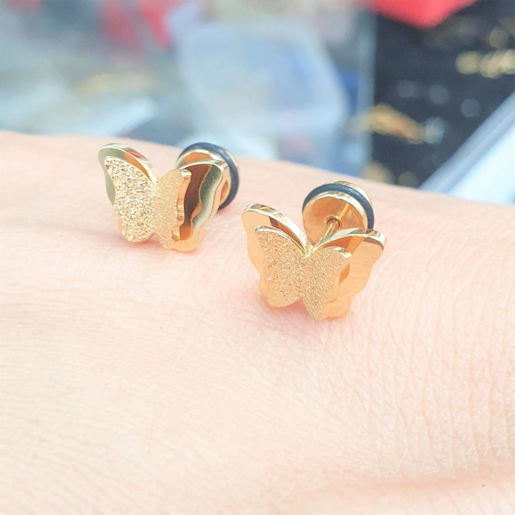 Bông Tai Cánh Bướm Mẫu Khóa Vặn Titanium Cao Cấp- Dùng bền màu tắm rửa không đen khóa chắc