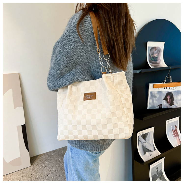 Túi Tote Vải Đi Học Kẻ Ô Siêu Xinh, Túi Xách Nữ Vải Canvas Thời Trang Đi Chơi, Đựng Đồ - OTV216 - Ope Store