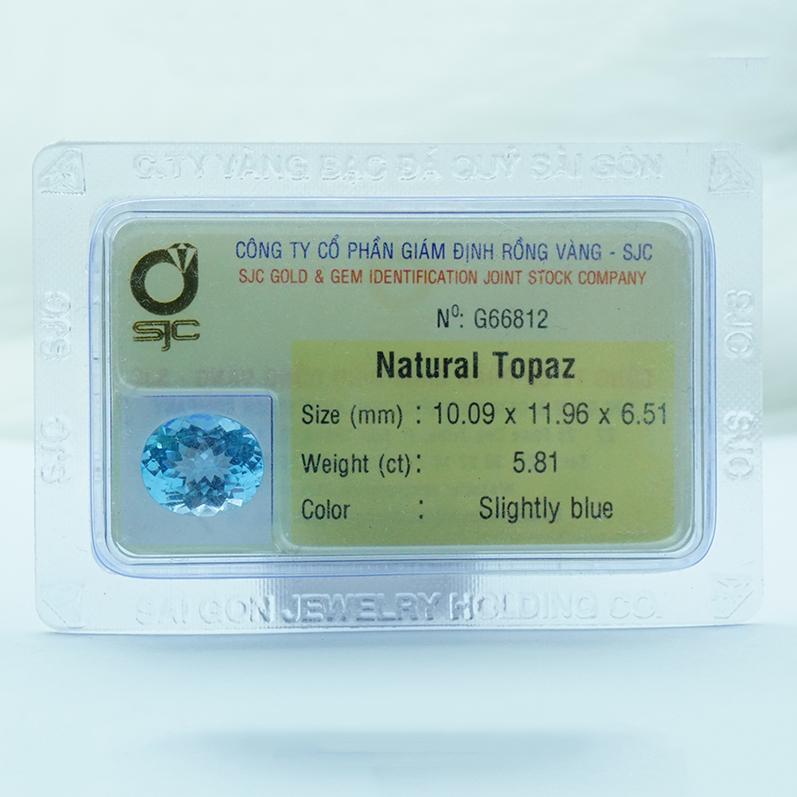 Viên đá Topaz kiểm định tự nhiên mài giác oval - 66812