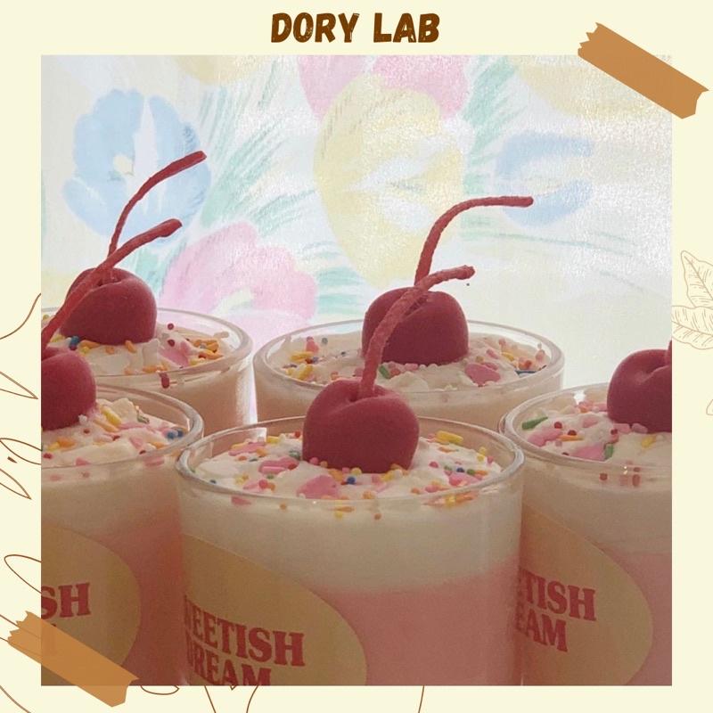 Nến Thơm Ly Kem Cherry Màu Sắc Sáp Đậu Nành Thiên Nhiên Không Khói - Dory Lab