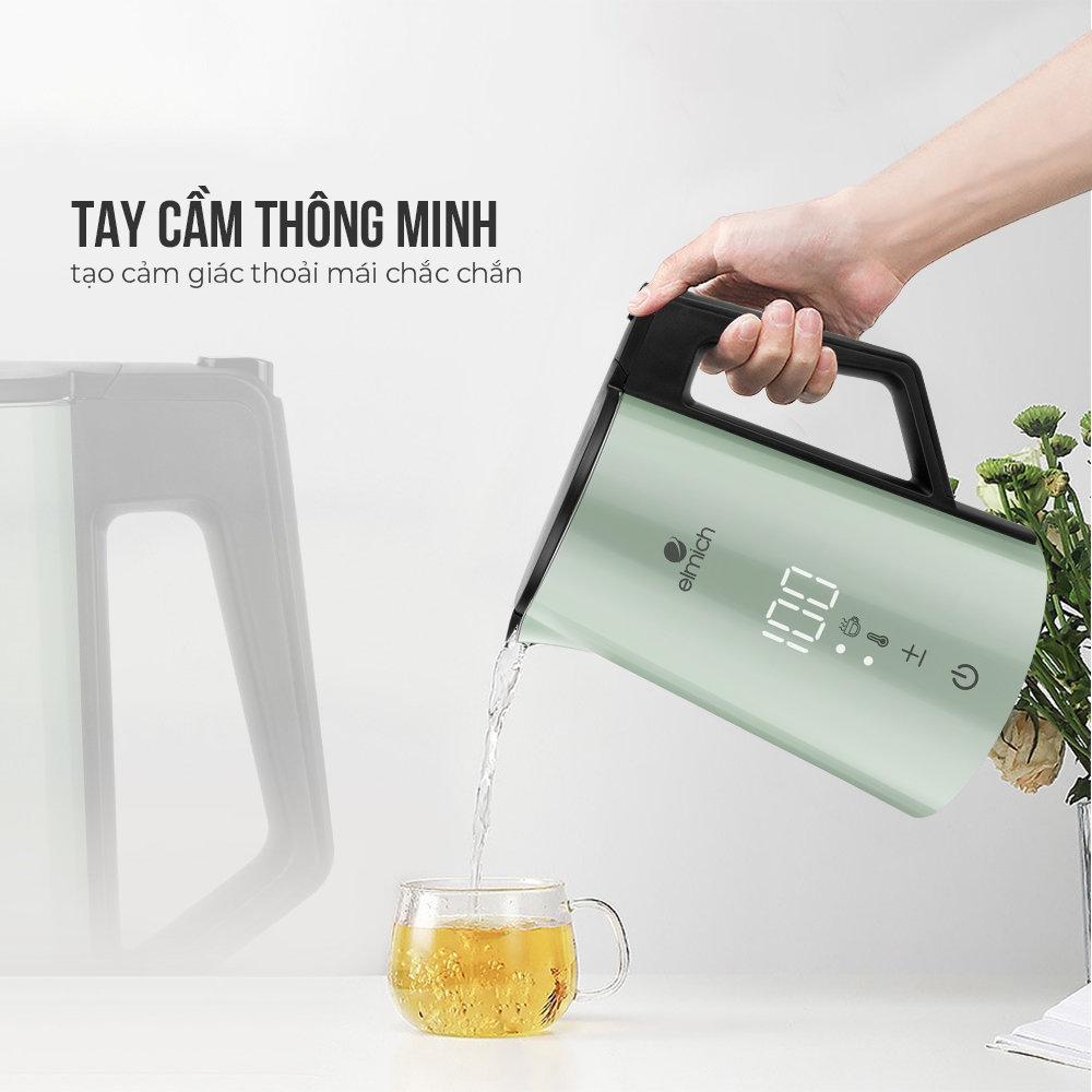 Ấm Siêu Tốc Đun Nước ELMICH 1.7L Bình Đun Nước Siêu Tốc Hiển Thị Nhiệt Độ EL3856G Hàng Chính Hãng