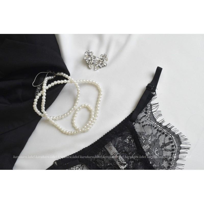Iris - Áo ngực ren đen có gọng quyến rũ Haruharulabel