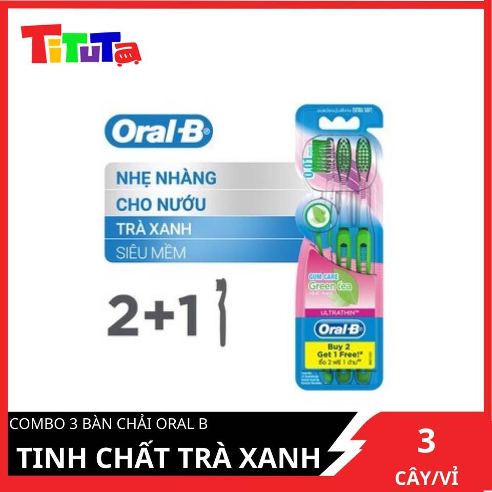 Bàn Chải ORAL-B Tinh Chất Trà Xanh Vỉ 3 Cây (Mua 2 tặng 1)