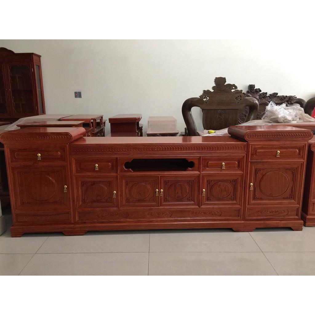 Kệ tivi mõ lõm cánh trơn gỗ hương đá cực chất