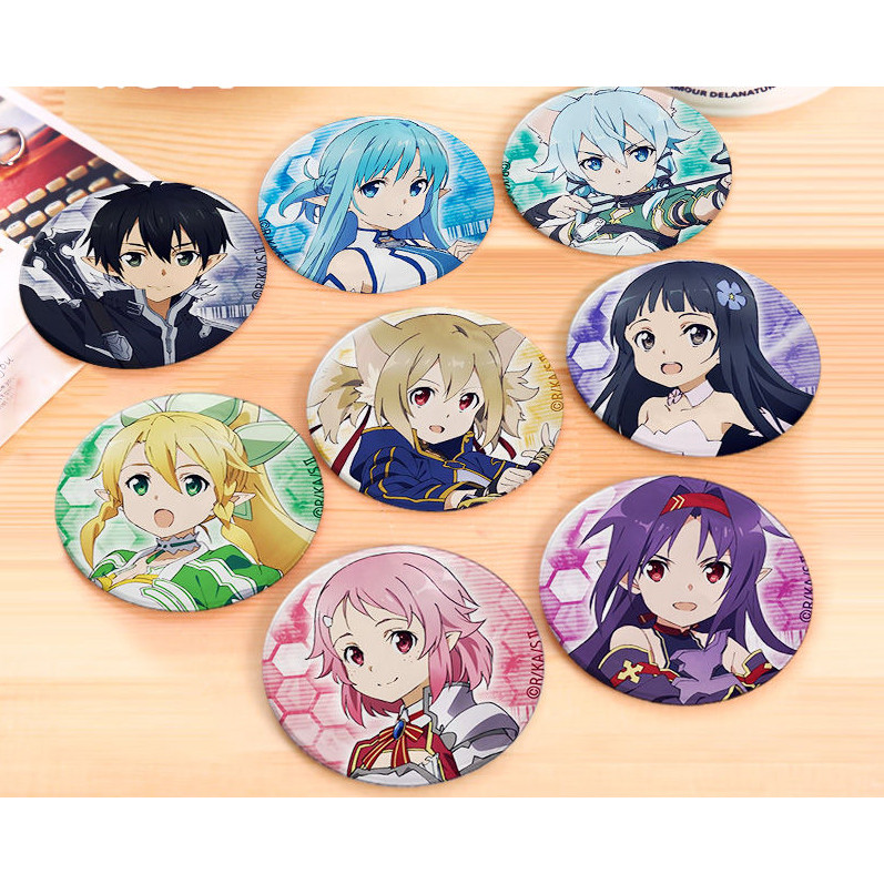 Huy hiệu hình nhân vật Sword Art Online anime Pin 8Pcs Per Set