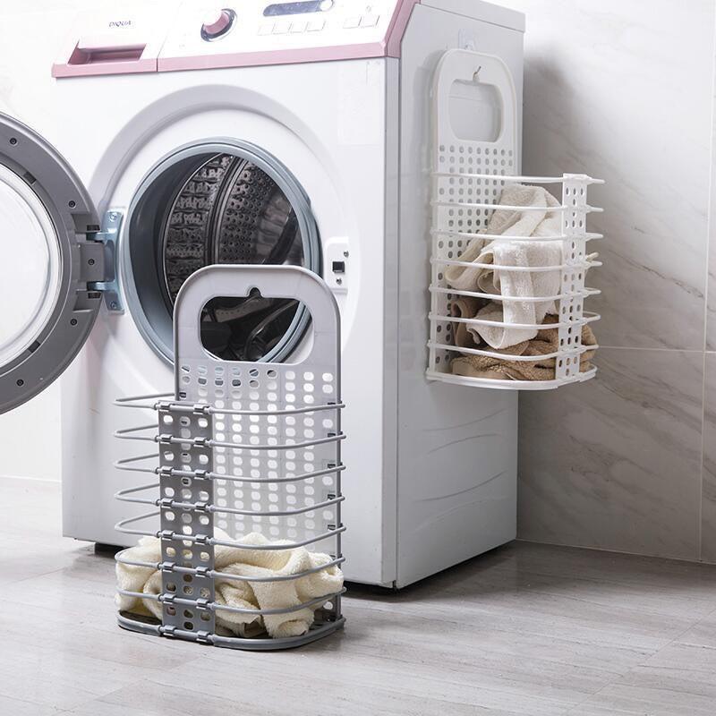 Giỏ Nhựa Đựng Quần Áo Và Đồ Dùng Sinh Hoạt Treo Tường Có Thể Gấp + Tặng Kèm Móc Dán Tường 3D Siêu Kute