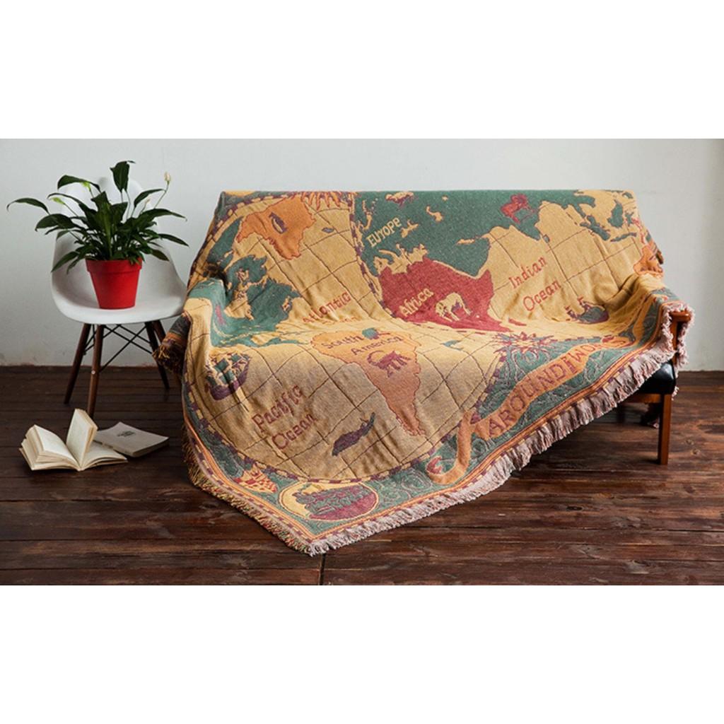 Thảm Thổ cẩm Vintage trải sàn, phủ sofa 2 Mặt Ấn Độ 230 x 180cm