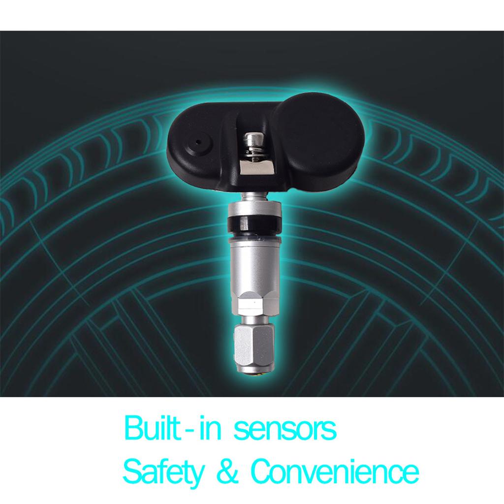 Wireless USB Tire Safety Monitor Solar Power TPMS Tire Pressure Monitoring System with 4 External Cap Sensors Temperature Detection Checking Testing