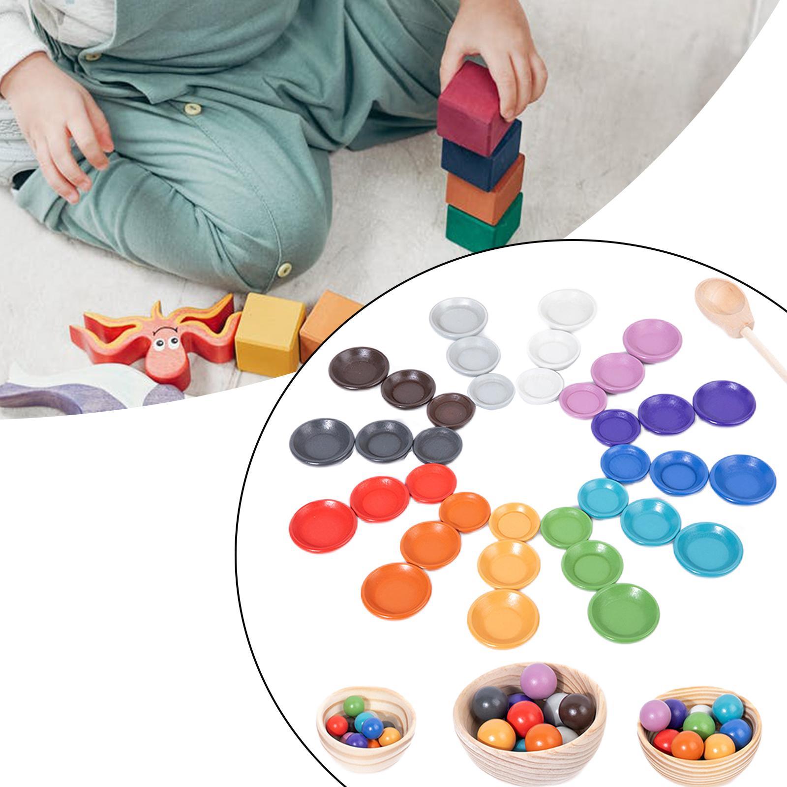 Montessori Wooden Rainbow Ball Matching Game Board Game Early Education Toys