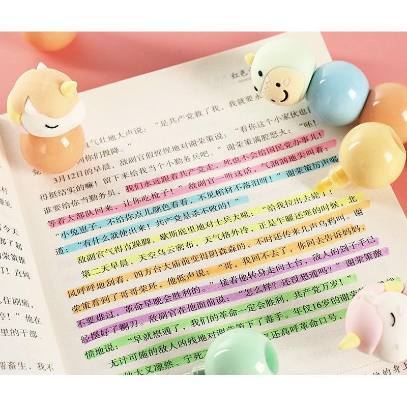 Bút dạ quang highlight 1 thanh bao gồm 5 màu hoạ tiết dễ thương (Giá rẻ) MH: 9000000038