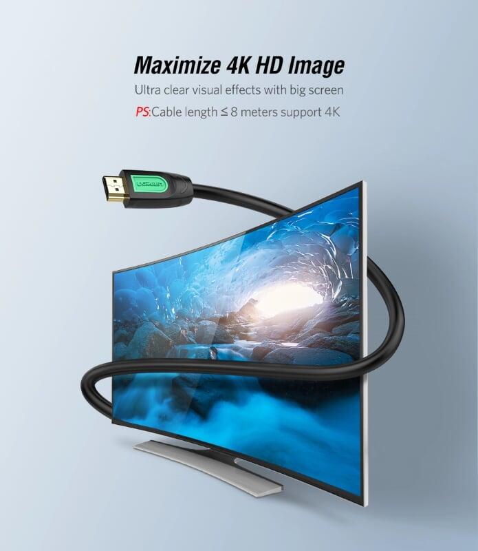 Ugreen UG40474HD101TK 8M màu Đen Cáp tín hiệu HDMI chuẩn 1.4 hỗ trợ phân giải 4K * 2K cáp dẹt - HÀNG CHÍNH HÃNG