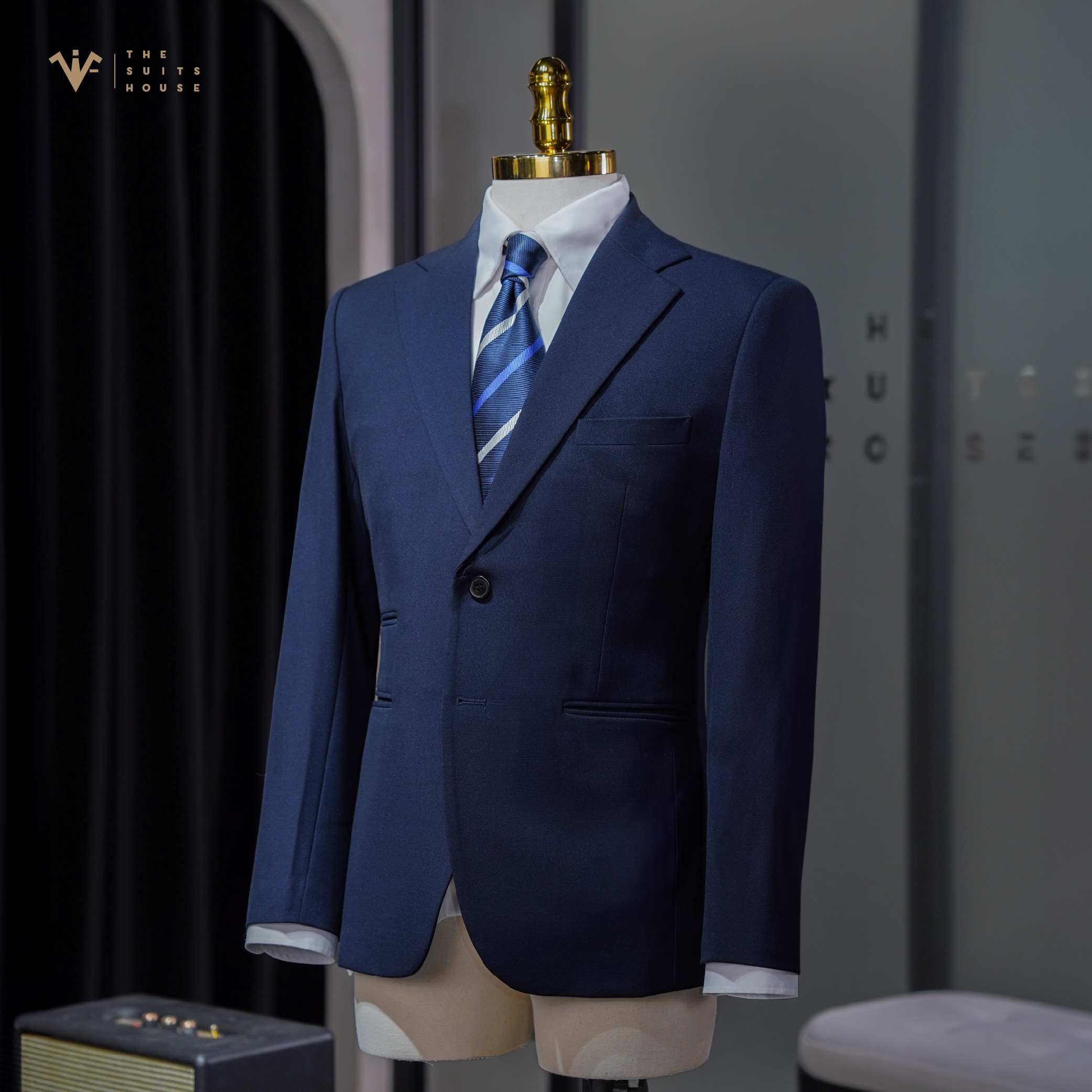 [CLASSY 1] Nguyên bộ suits 2 mảnh XANH 2 KHUY 3 TÚI, vải cashmere, form chuẩn