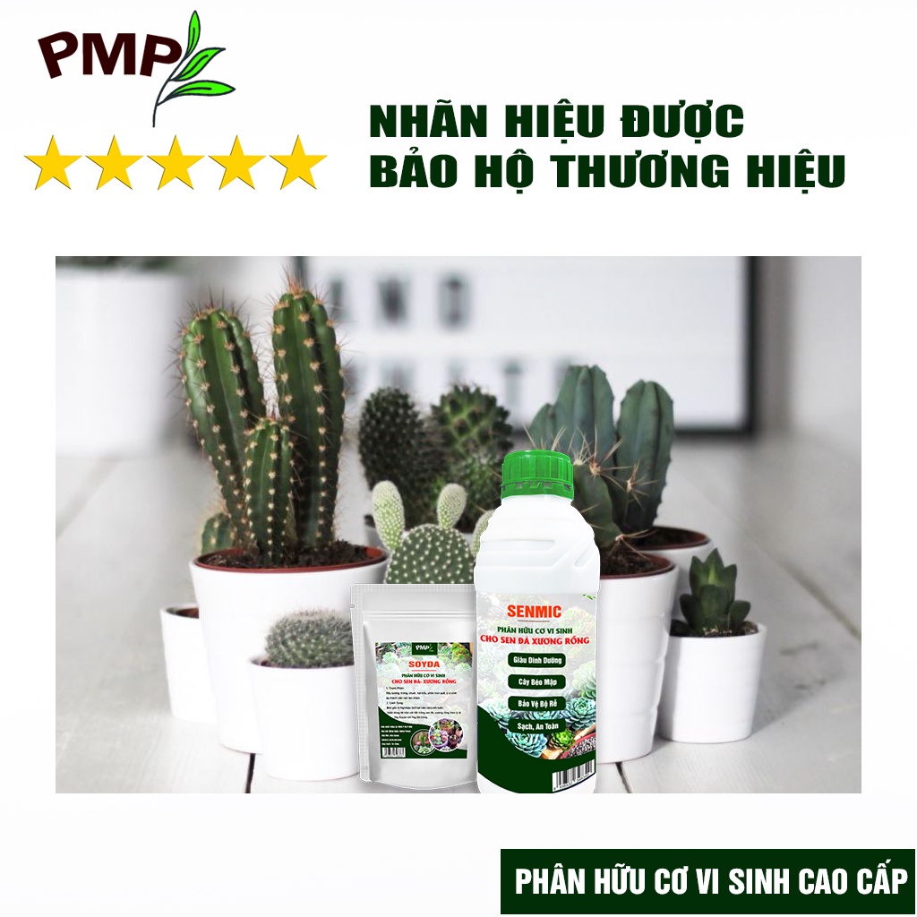 Phân hữu cơ cho sen đá, xương rồng Senmic PMP Phân bón vi sinh cao cấp chai 500ml