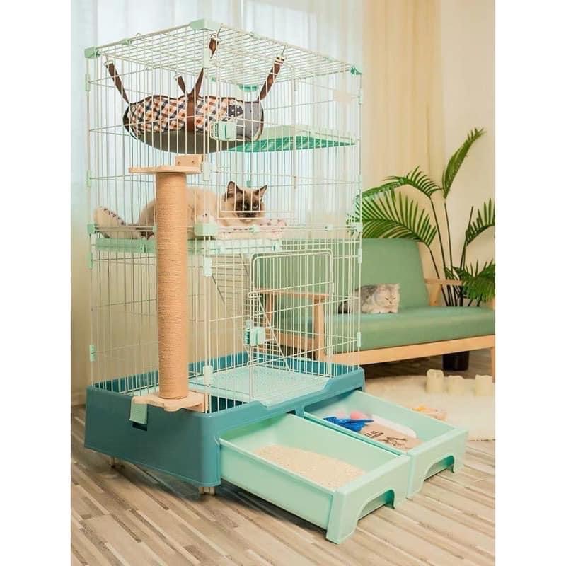 Lồng mèo cao cấp 3 tầng có khay đựng cát
