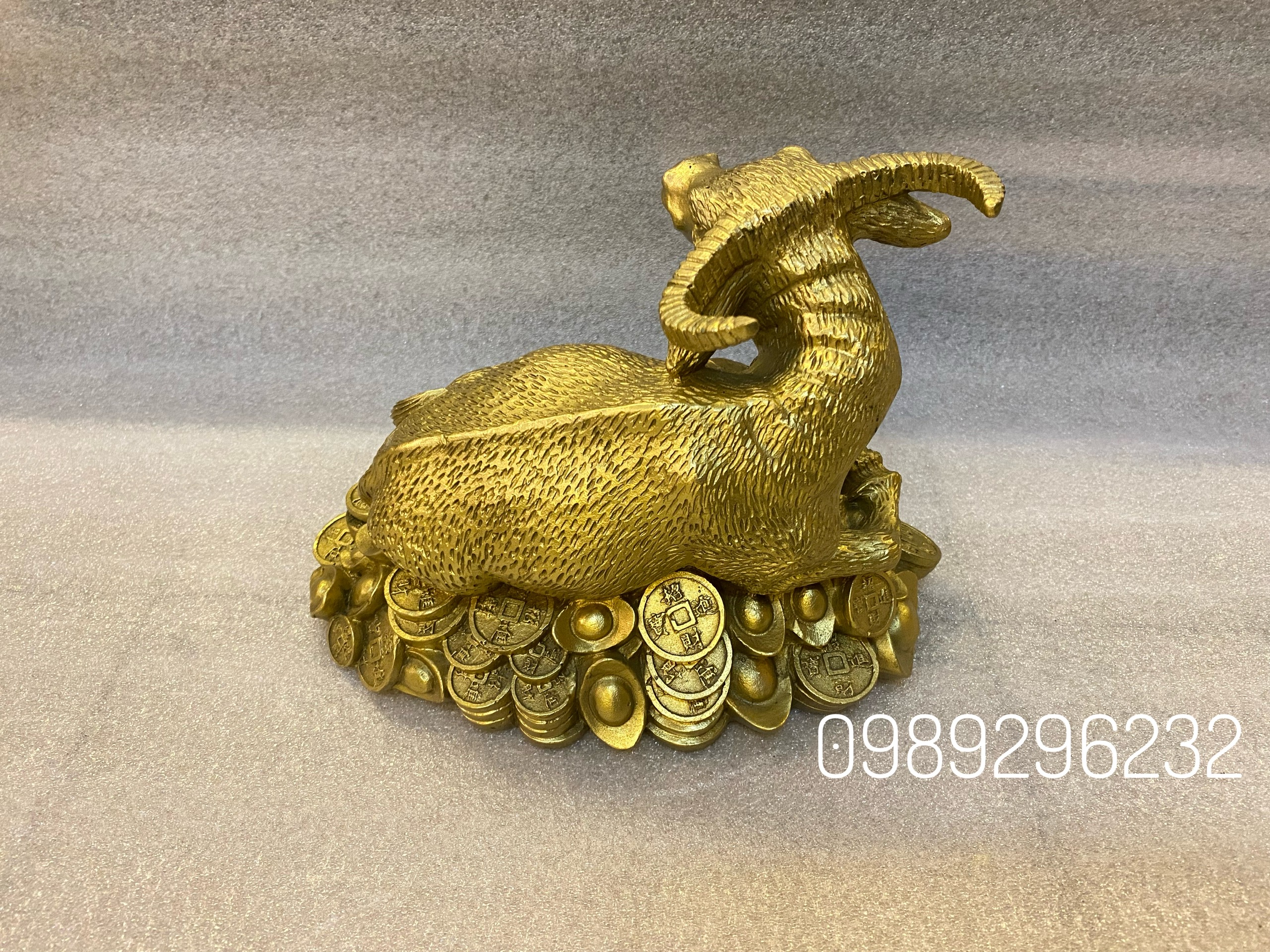 Tượng Trâu nằm trên tiền bằng đồng - Trâu phong thủy