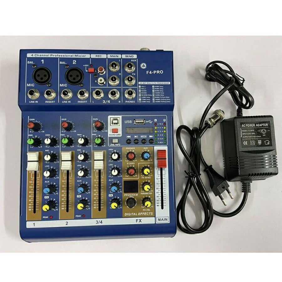 Mixer F4 Pro - Tích hợp vang số 16 chế độ vang- Chuyển đổi thành soundcard livestream karaoke