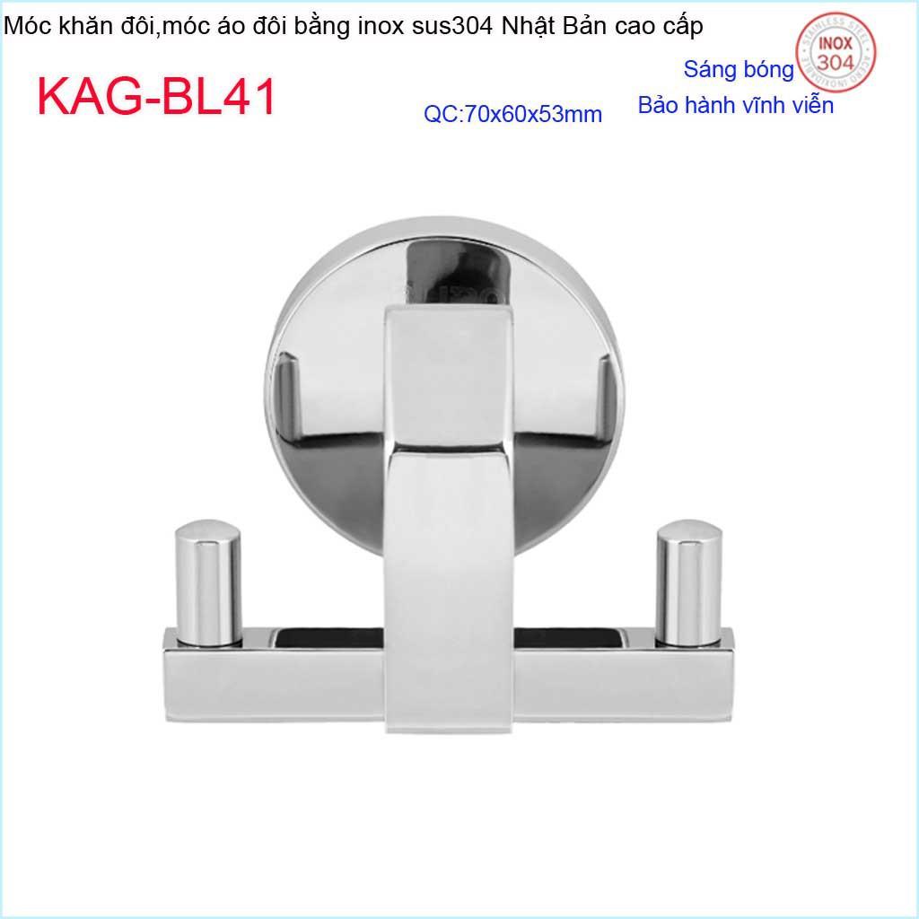 Móc khăn 2, Phụ kiện phòng tắm cao cấp Kace,móc áo đôi inox 304 Nhật Bản KAG-BL41