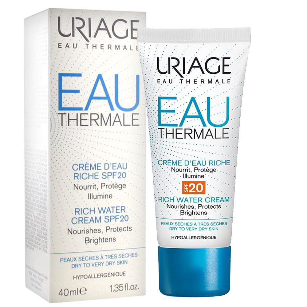 Kem Dưỡng Ẩm Chống Nắng Uriage EAU Thermale Creme D'EAU Riche SPF20 (40ml) - Phù Hợp Cho Da Khô Đến Rất Khô