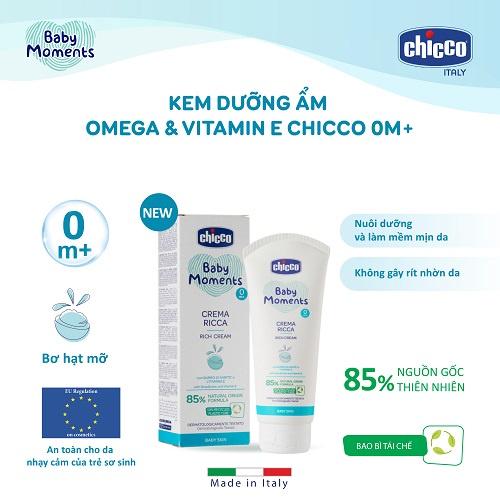 Kem dưỡng ẩm chứa Omega và Vitamin E Chicco 0M+ 100ml