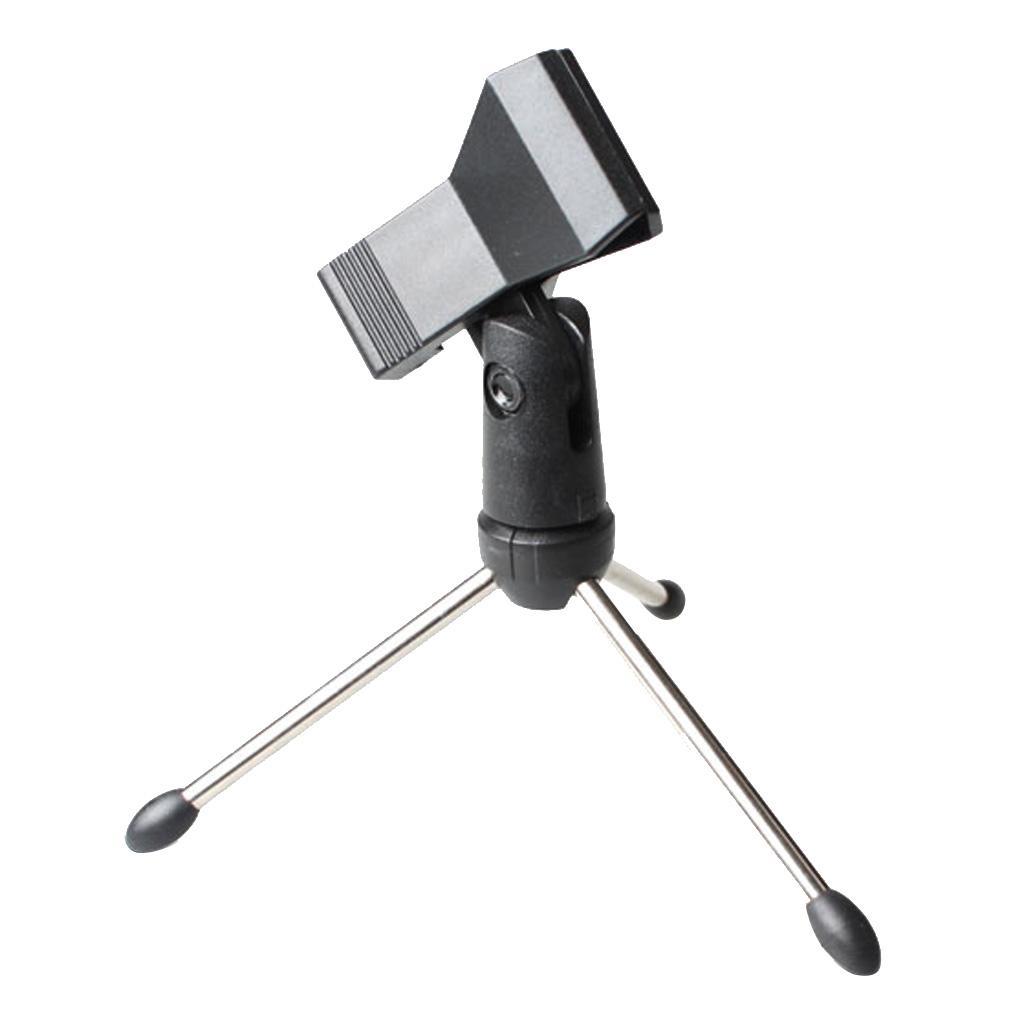 Adjustable Metal Tripod Desktop Table Mic Microphone Clamp Clip Holder Stand