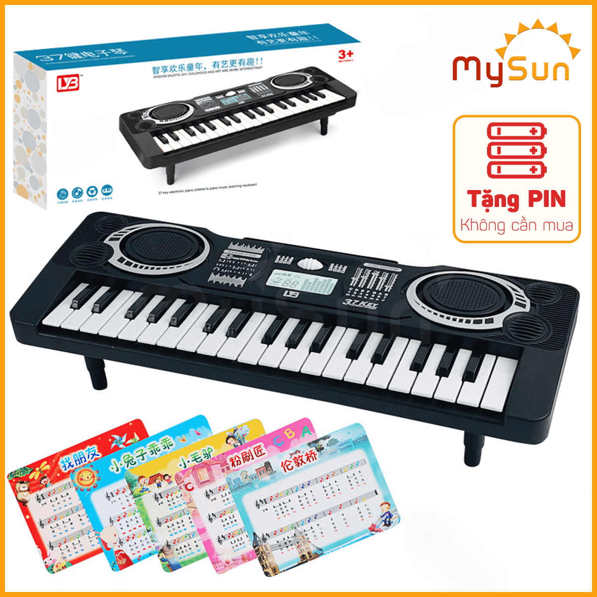 Đàn Piano Organ mini đồ chơi nhạc cụ đánh đàn cho bé có nhạc tặng kèm PIN