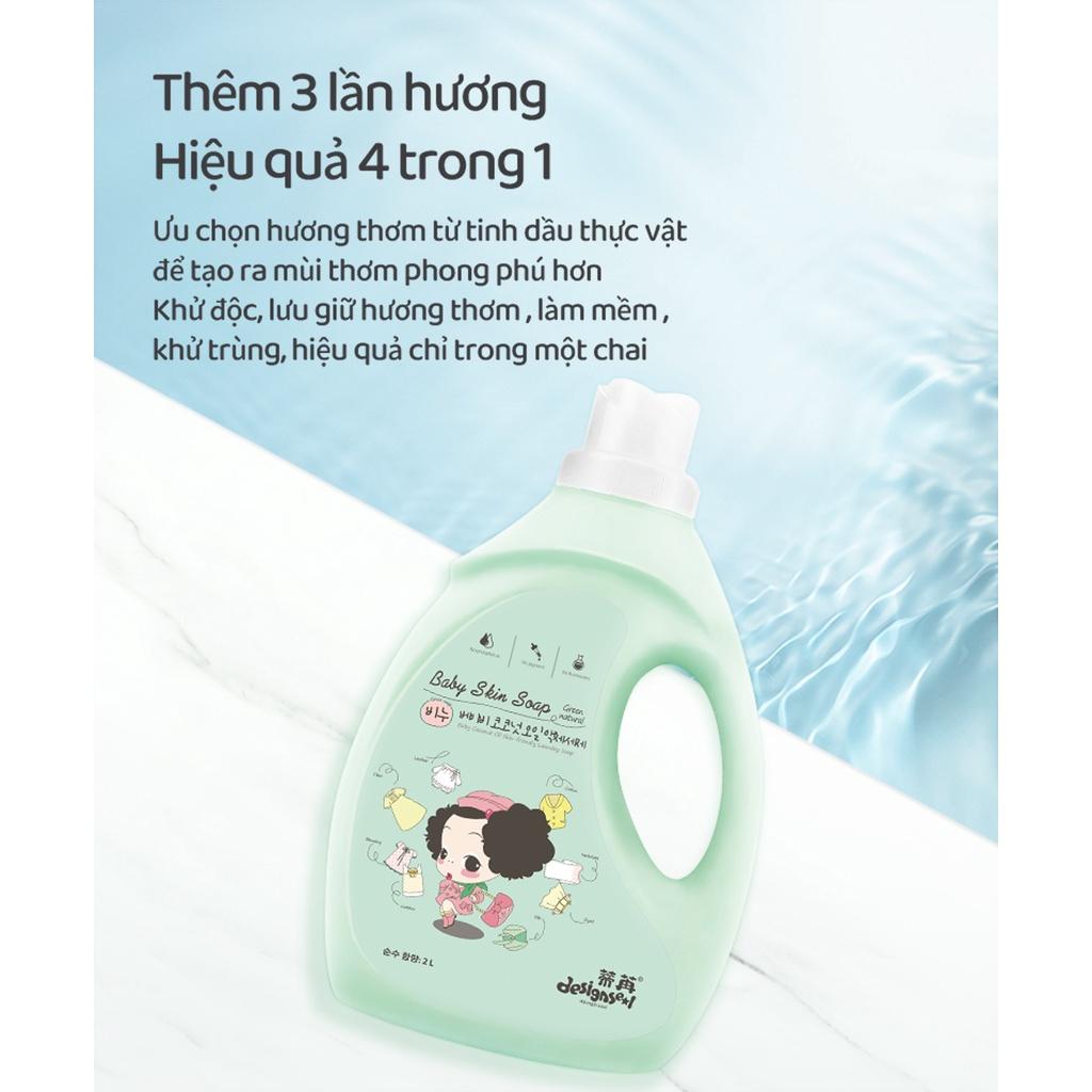 Nước xả giặt xà phòng ddung Hàn Quốc 2 in 1 2000ml, giặt siêu sạch,thân thiện làn da không phai màu.