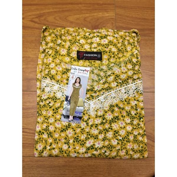 Đồ bộ nữ,đồ ngủ mặc nhà lửng 9 tấc vải lụa mango BL 47 họa tiết hoa nhí dễ thương size 47-65kg