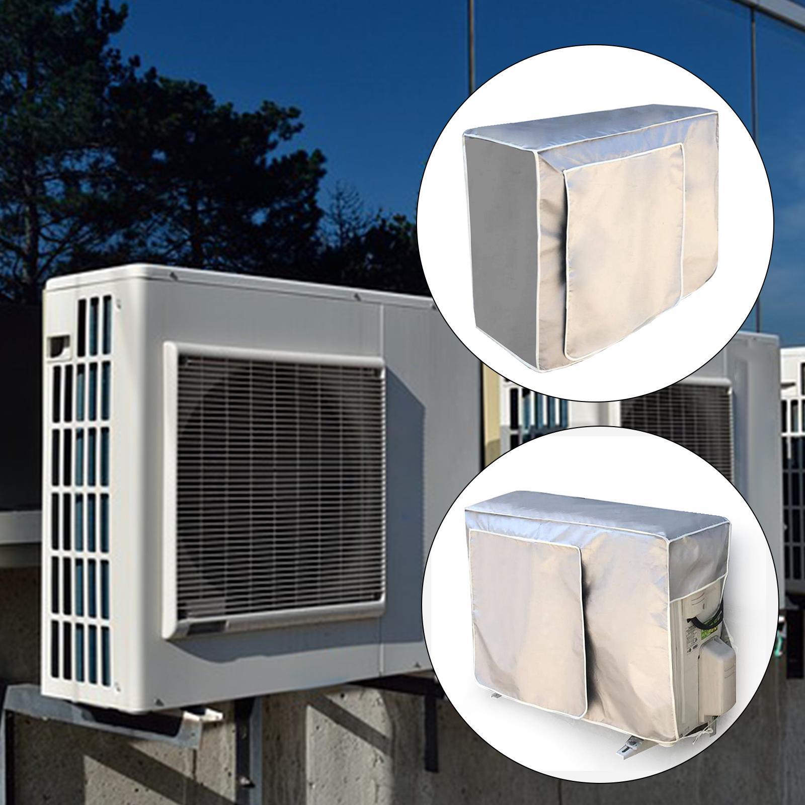 2Pcs House Air Conditioner Cover Oxford Cloth AC Cover Silver Coated 2 Sizes