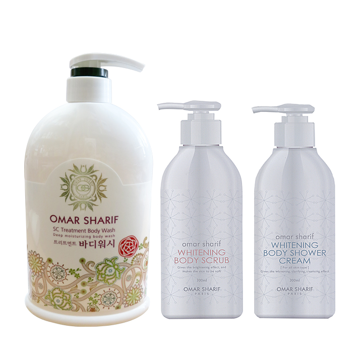 Bộ 3 sản phẩm Sữa tắm Trăng Sáng Chống Lão Hóa, Mượt Da OMAR SHARIF Paris- Whitenibf Body Care