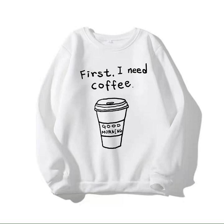 Áo Sweater Nỉ Bông in Coffee Nam Nữ Unisex Form Rộng Phong Cách Ulzzang KUN