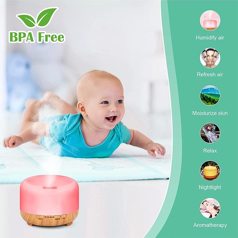500Ml Thơm Khuếch Tán Tinh Dầu Khuếch Tán Có Điều Khiển Từ Xa Siêu Âm Thanh Vân Gỗ Máy Tạo Độ Ẩm Không Khí 7 Màu Đèn nhà