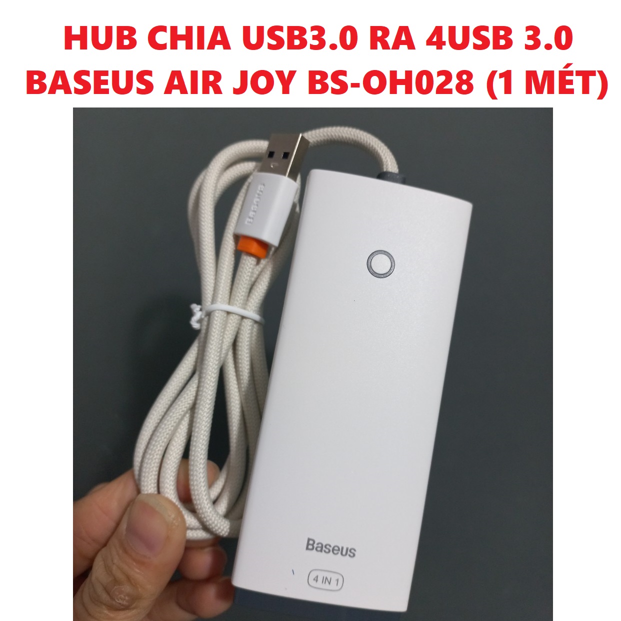 [ 4in1] Hub Usb / đầu chia cổng Usb3.0 ra 4 Usb3.0 1 mét Baseus AirJoy BS-OH028 _ Hàng chính hãng