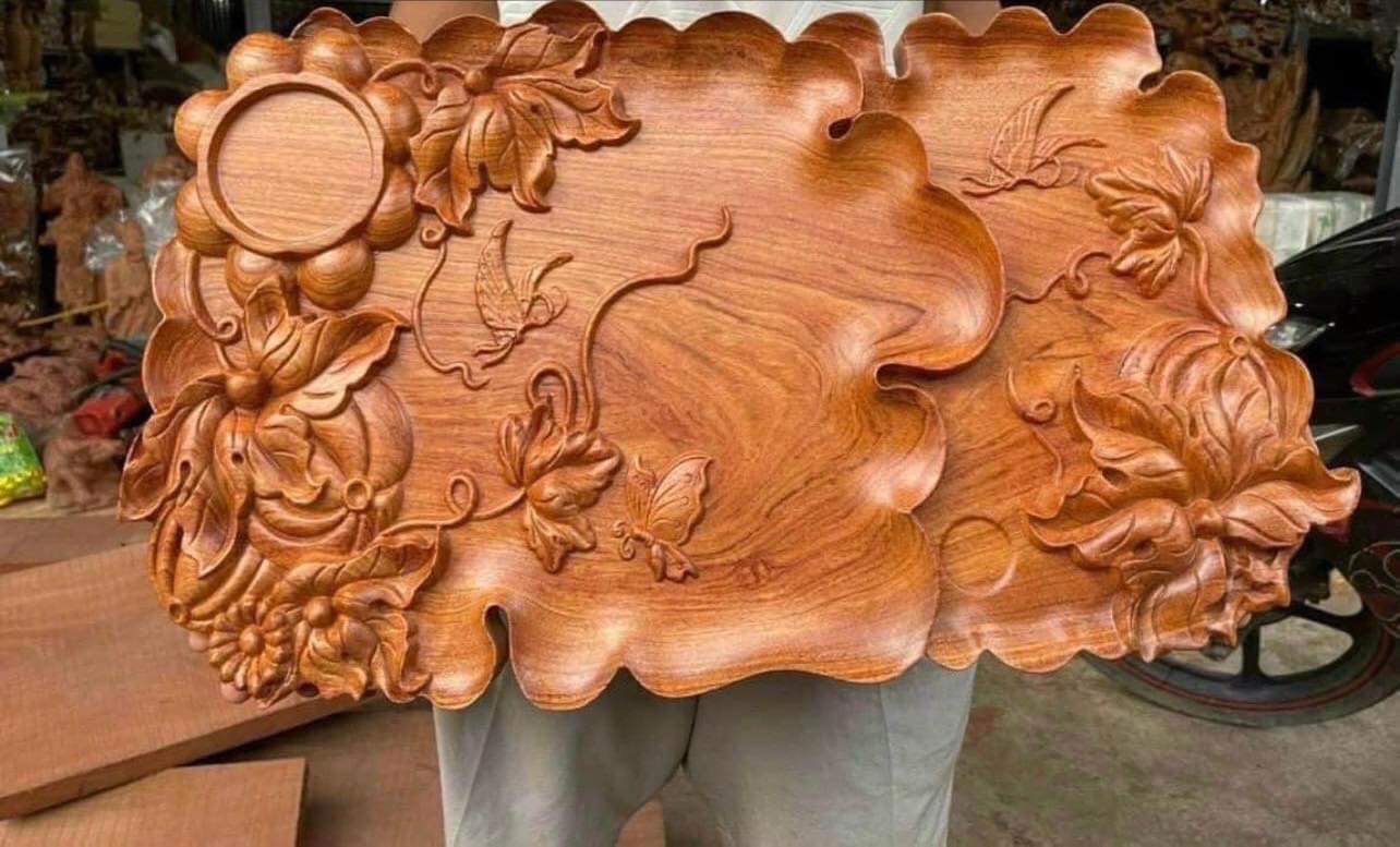 Khay trà hương đá liền khối Hoa Bí