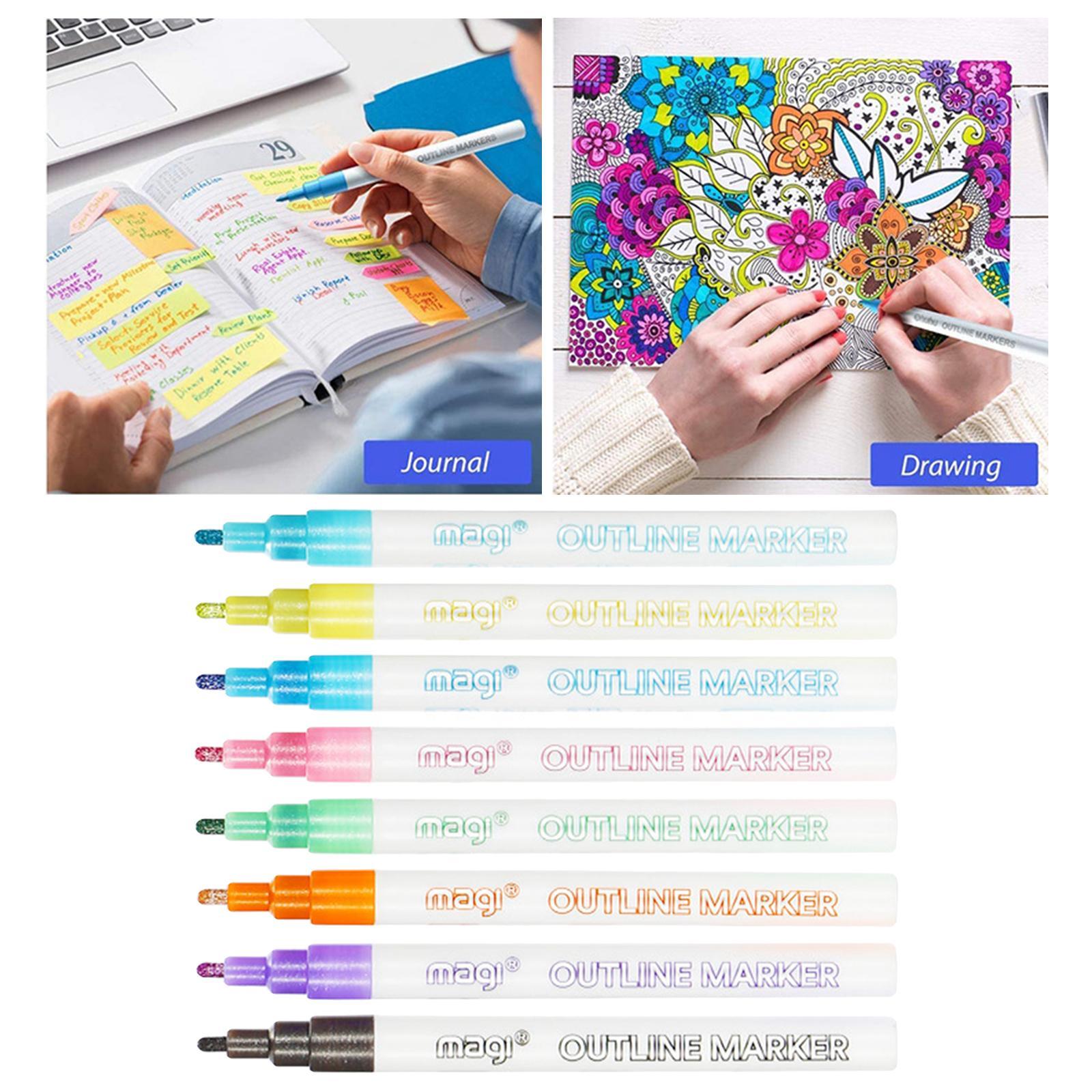 Double Line Outline Pen for School Highlighter  Card