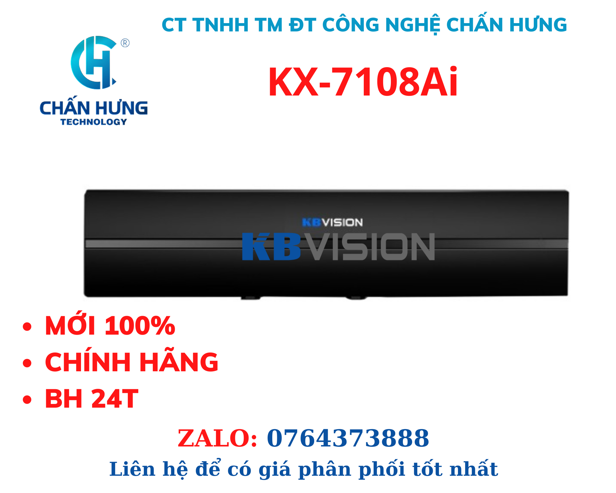 Đầu ghi hình 8 kênh 5 in 1 KBVISION KX-7108Ai - HÀNG CHÍNH HÃNG