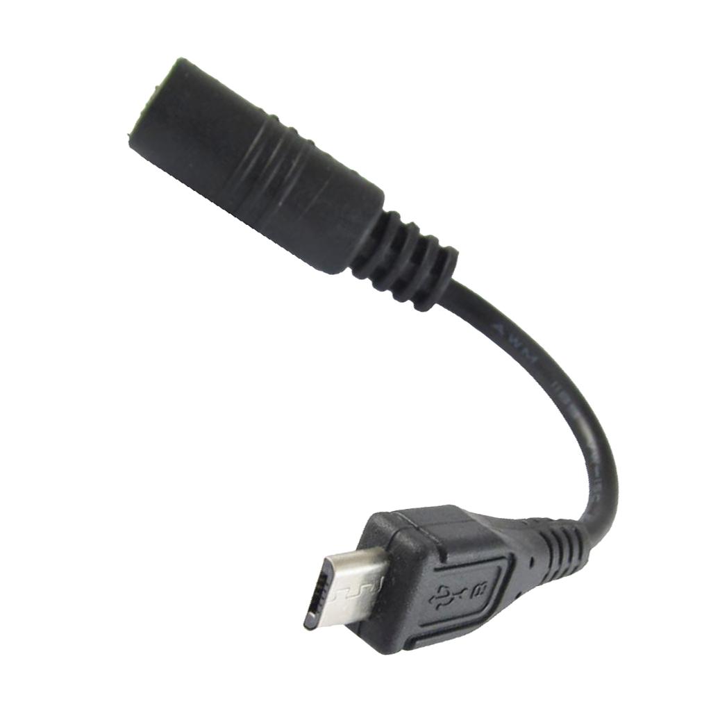 Adapter Cable DC Hollow Socket to Micro USB Plug, 5.5 X 2.1 Mm, 12.5 Cm,