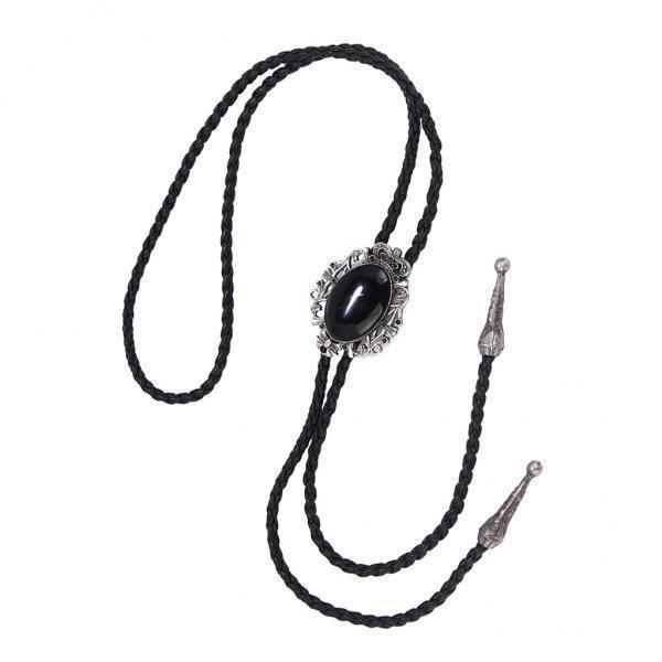 2X Vintage Western Cowboy Boho Tie Pendant Necklace Collar-Black