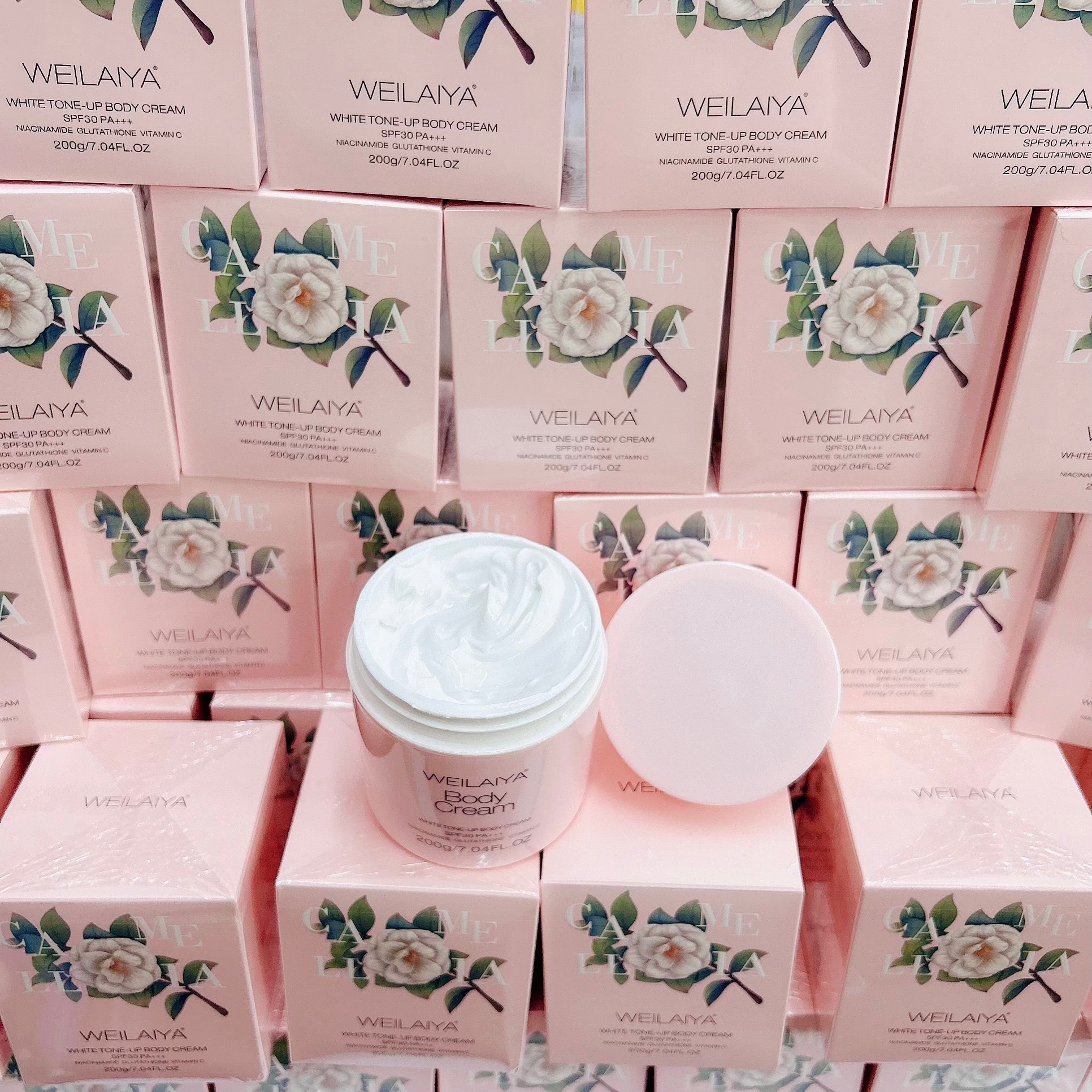 Kem Body WEILAIYA Kích Trắng Nâng Tone Bảo Vệ Da White Tone-Up Body Cream SPF30 PA+++