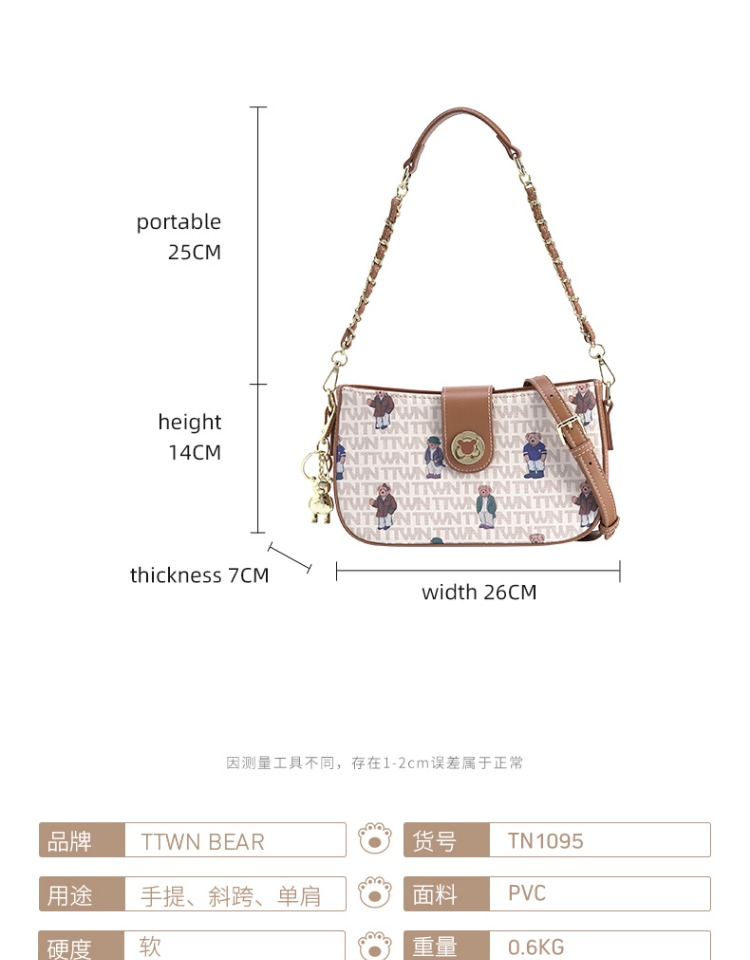Túi xách TN1095 nữ đeo chéo, đeo vai TTWN BEAR chính hãng