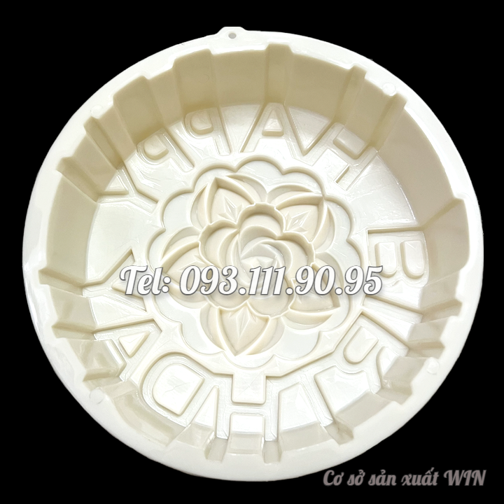 Khuôn làm bánh, rau câu hoa hồng Happy Birthday – Loại 20 cm – Mã số 1942